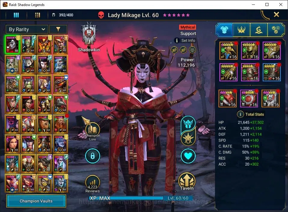 Raid: Shadow Legends Accounts Lv100 13,2M Power|1 Mythic(Lady Mikage)|119 Legend image 5