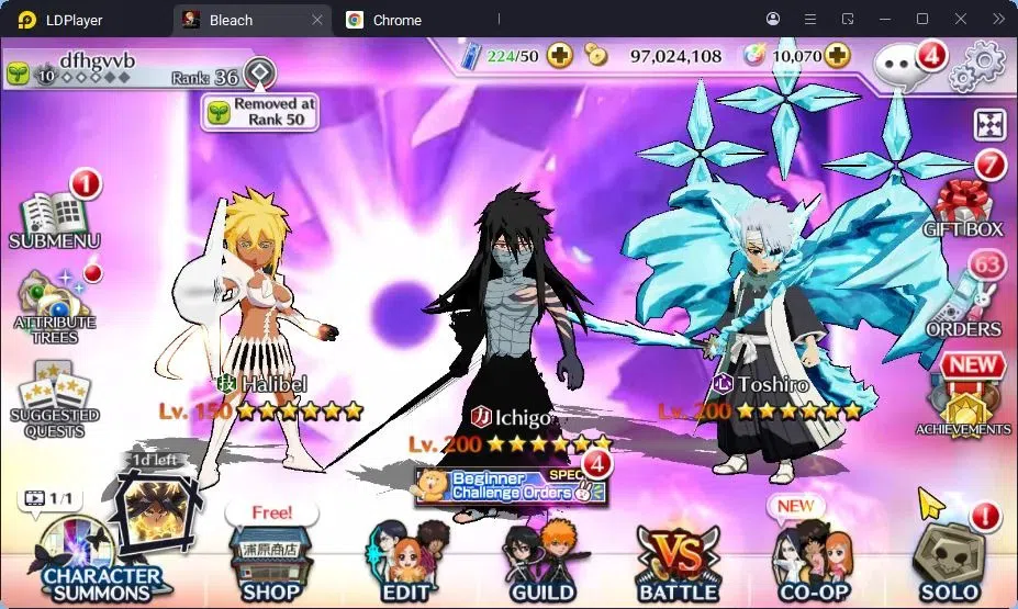 Bleach: Brave Souls Accounts Starter Global |108K BP+10K Orb|Fresh Story|IchigoDT,Toshiro TYBW24,Ichigo 9th,Halibel The 1