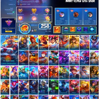 Mobile Legends: Bang Bang Accounts #4409 258 Skins | Badang Pegasus Seiya (SAINT SEIYA) | Karina Leona (KOF) | Vale Gaara