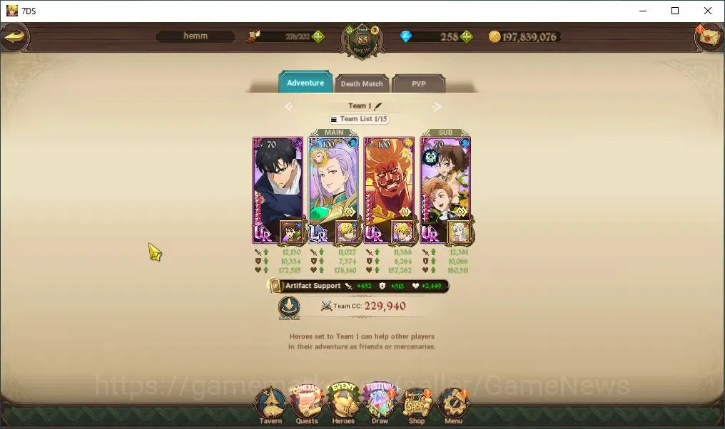 The Seven Deadly Sins: Grand Cross Accounts Endgame Global|102 LS+258 Dm|4M CC|2 LR+8 UR+Collab 11