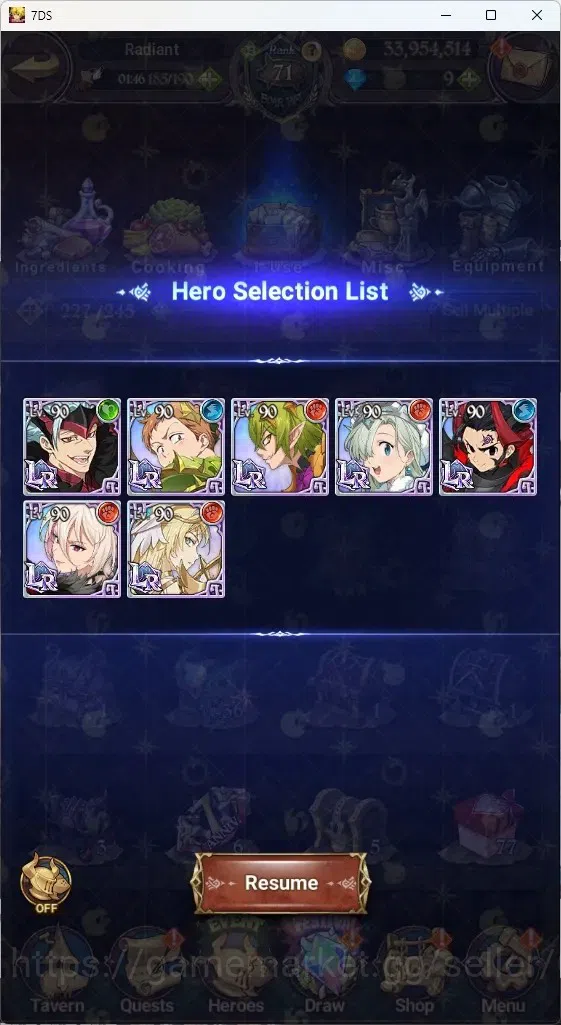 The Seven Deadly Sins: Grand Cross Accounts Asia|3,2M CC|63 LS|6 LR+10 UR|NMeli5/6,Estarossa,H image 19
