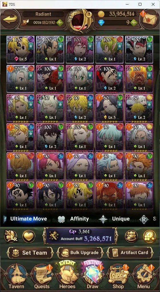 The Seven Deadly Sins: Grand Cross Accounts Asia|3,2M CC|63 LS|6 LR+10 UR|NMeli5/6,Estarossa,H image 3