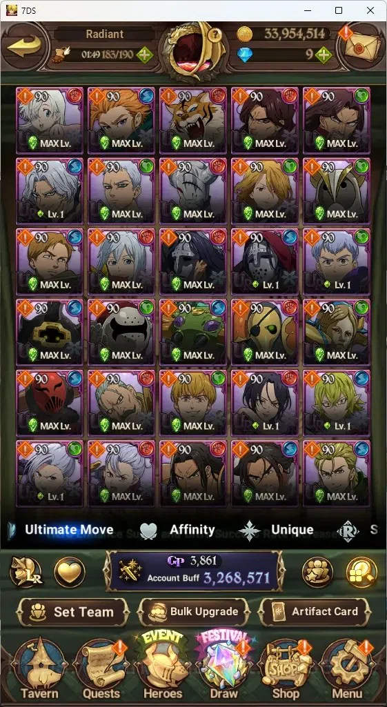 The Seven Deadly Sins: Grand Cross Accounts Asia|3,2M CC|63 LS|6 LR+10 UR|NMeli5/6,Estarossa,H image 6