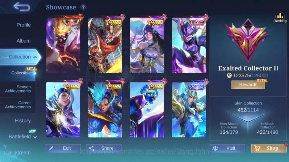 Mobile Legends: Bang Bang Accounts Global|Skin 452|Exalted|Legend Franco,PRIME Grange image 2