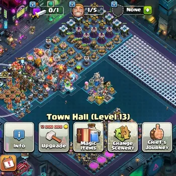 Clash of Clans Accounts High-End LV 134|TH 13-BH 7|HH 7|Limited Skin|BK 60,AQ 57,GW 34,MP 35,RC 5|BM 12|Cyber Scenery|Free