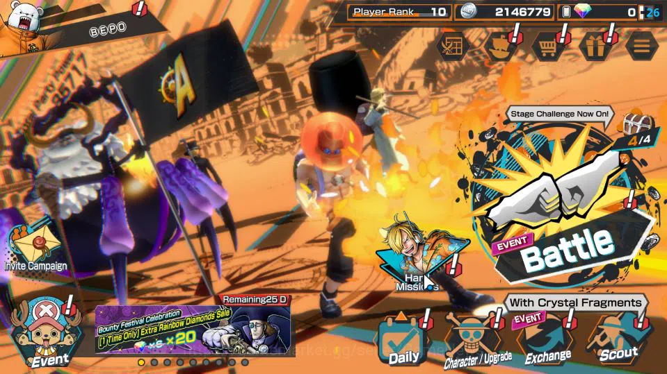 One Piece Bounty Rush Accounts Mid-Tier Global|4 EX|5 Elder St.Saturn,G5 Monkey D.Luffy,GP Gol D.Roger,LH Monkey D.Garp|Rank