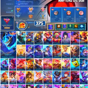 Mobile Legends: Bang Bang Collector #3904 | 375 Skins | Legend Gusion | Collector Ling image 1