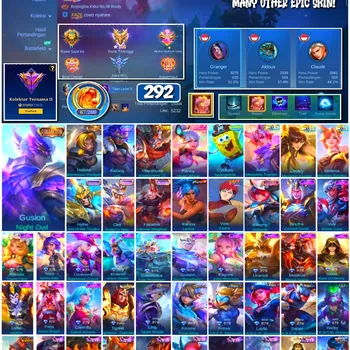 Mobile Legends: Bang Bang Accounts #4356 292 Skins | Karina Leona (KOF) | Vale Gaara (NARUTO) | Cyclops SpongeBob