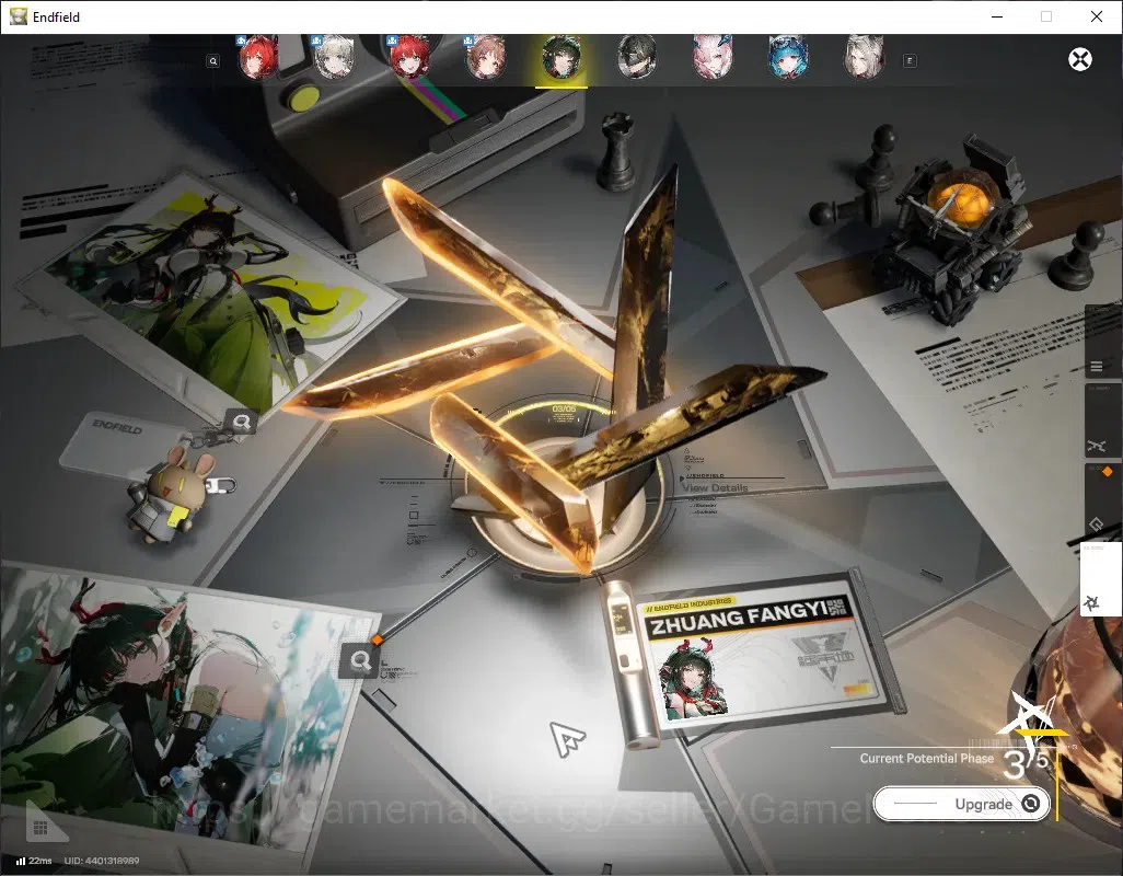 Arknights: Endfield Accounts ASIA|Lv 59|8 SSR (3 Limit)+1 SSR Selector + 15(*6 Wp)+2 Wp Supply|[Zhuang Fangyi 6