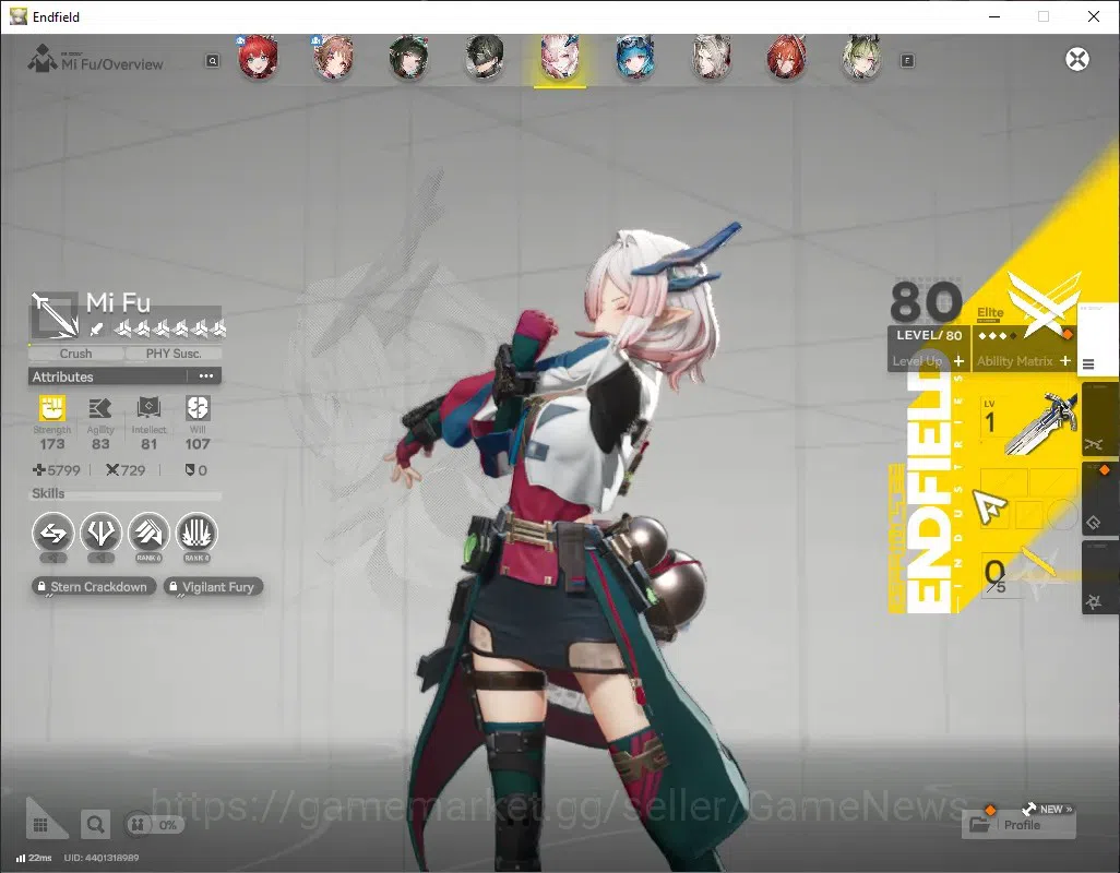 Arknights: Endfield Accounts ASIA|Lv 59|8 SSR (3 Limit)+1 SSR Selector + 15(*6 Wp)+2 Wp Supply|[Zhuang Fangyi 7