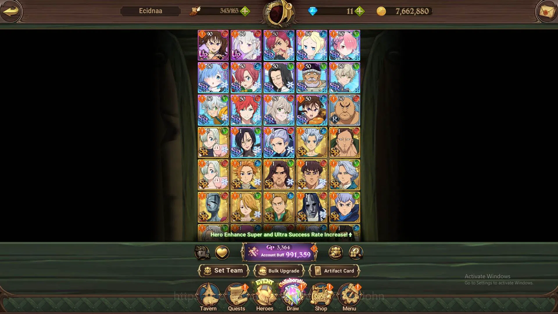 The Seven Deadly Sins: Grand Cross Accounts GLOBAL | 991K CC | Collab Re-Zero UR&SSR (Priscill image 5