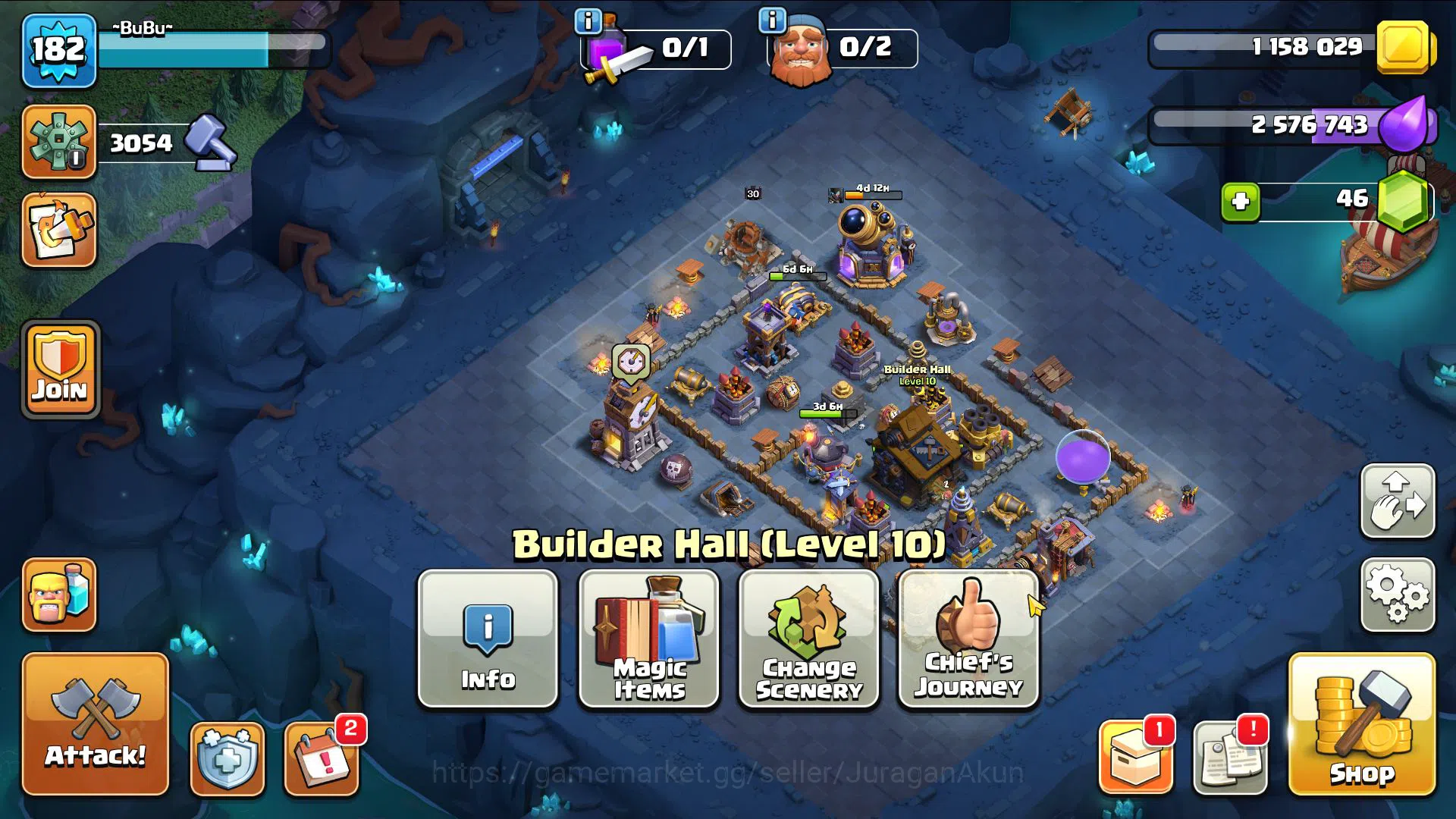 Clash of Clans Accounts High-End TH 16 MAX- BH 10|LV 182|HH 10|LIMITED SKIN Justice Scenery|BK67,AQ75,GW51,MP46,RC38|CN 10