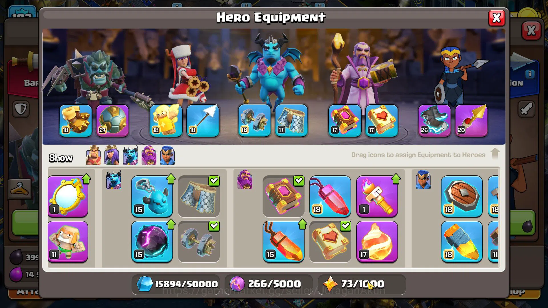 Clash of Clans Accounts High-End TH 16 MAX- BH 10|LV 182|HH 10|LIMITED SKIN Justice Scenery|BK67,AQ75,GW51,MP46,RC38|CN 3