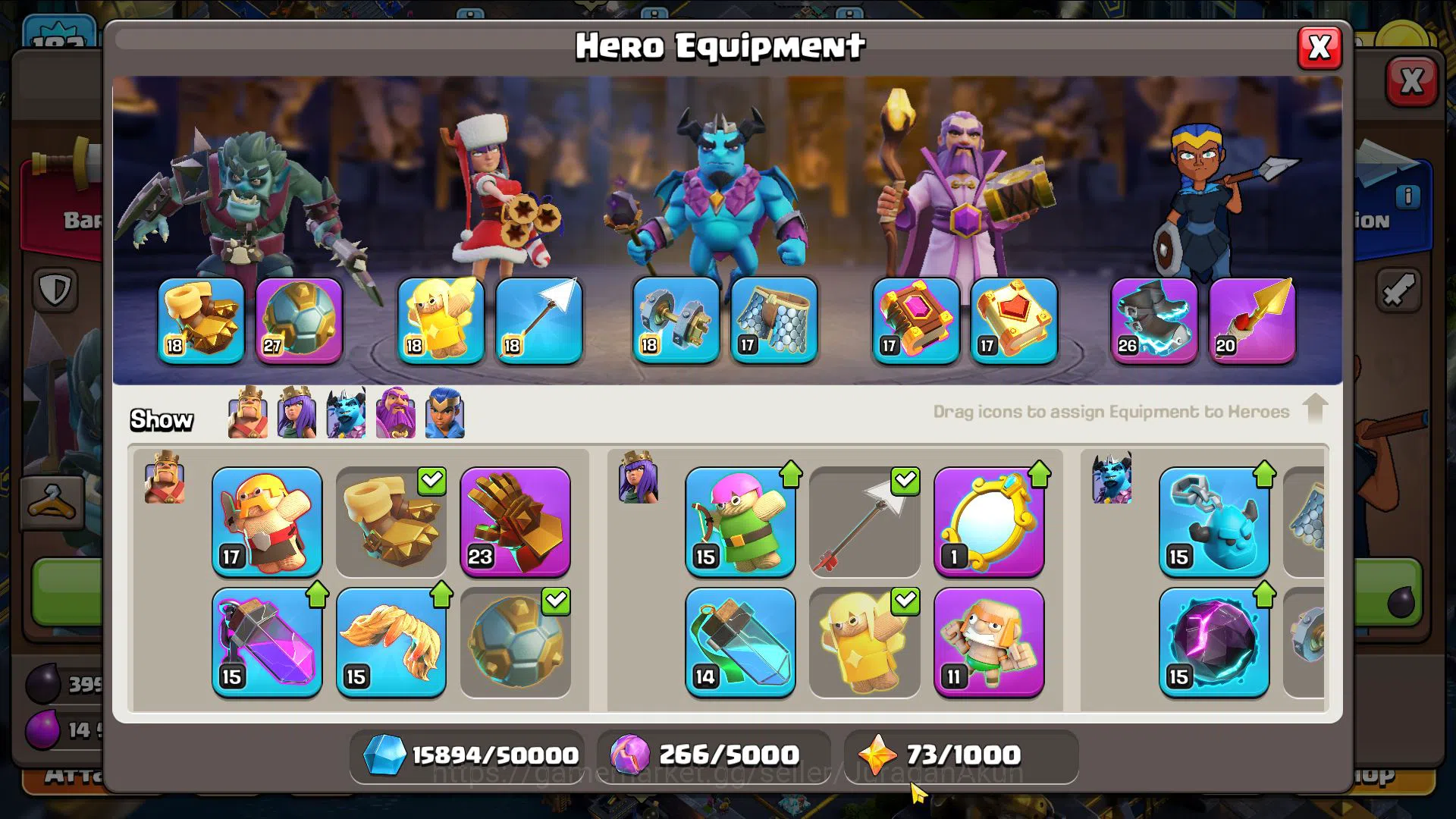 Clash of Clans Accounts High-End TH 16 MAX- BH 10|LV 182|HH 10|LIMITED SKIN Justice Scenery|BK67,AQ75,GW51,MP46,RC38|CN 9