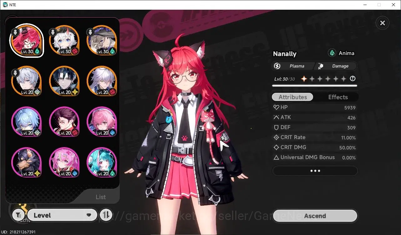 Neverness to Everness Accounts GLOBAL EU|HL 11| 5 S-Class| 2 Limited NanallyA1, Chaos | 1 S-Class Selector Box|Underboss 1