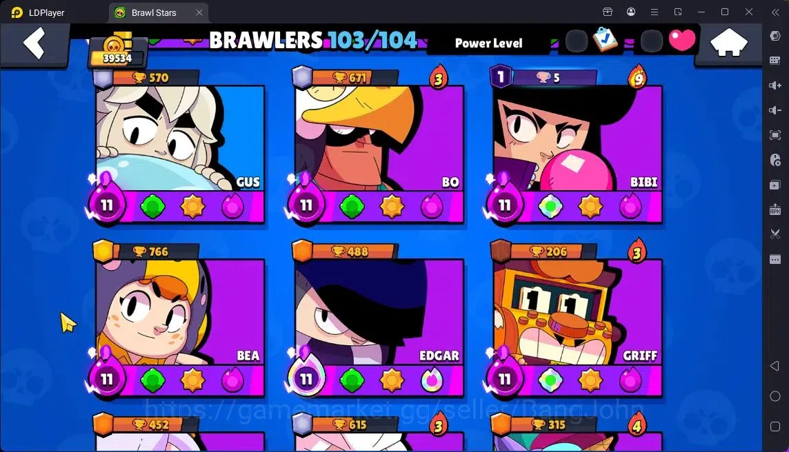 Brawl Stars Accounts Global | 39535 Thropy|103 Brawler|42 Max 37 Max Hypercharge|12276 Bling|Skin 7 Hyper,5 Legendary 8