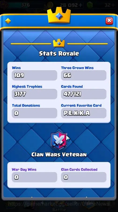 Clash Royale Accounts Lvl 376|KTL 9|Trophy 3334|Card 51/121|Limited Skin image 6