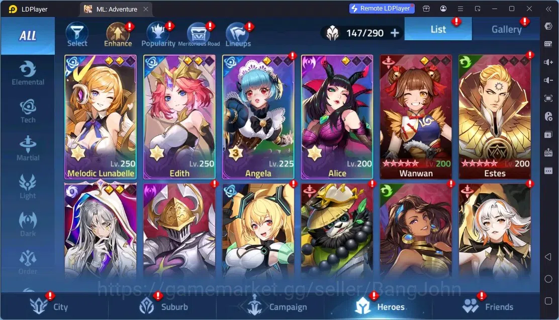 Mobile Legends: Adventure Accounts Global |LV 119|6,3M Power|VIP 7|Camp 35-21|Hero 147|4Awaken|2UR|1 Epic|8 Rare| Detail 3
