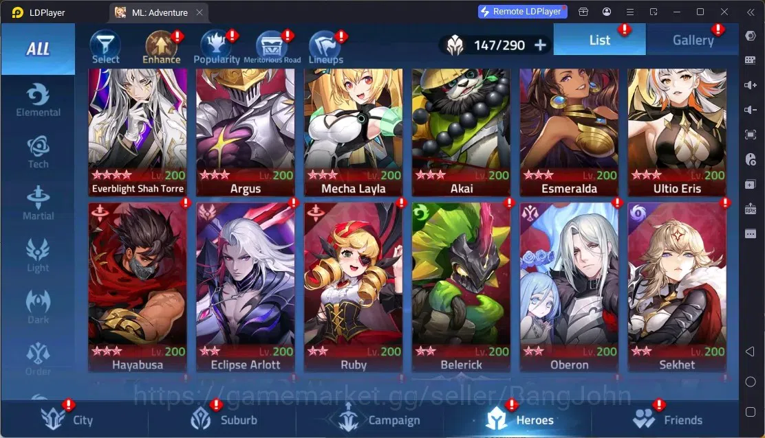 Mobile Legends: Adventure Accounts Global |LV 119|6,3M Power|VIP 7|Camp 35-21|Hero 147|4Awaken|2UR|1 Epic|8 Rare| Detail 4