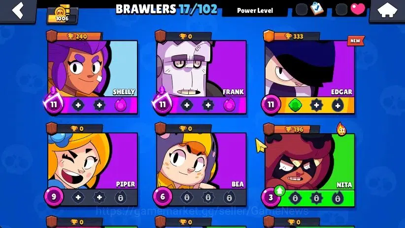 Brawl Stars Accounts 1006 Trophy|17 Brawlers 3 Max Lvl [Edgar,Frank,Shelly]|2 Epic Skins [Ascended 8 Bit]|3K Bling 3K PP|CN 3