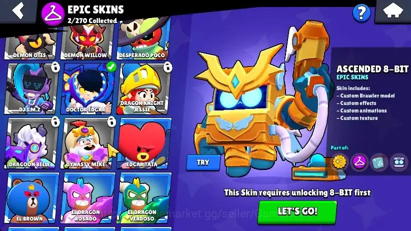 Brawl Stars Accounts 1006 Trophy|17 Brawlers 3 Max Lvl [Edgar,Frank,Shelly]|2 Epic Skins [Ascended 8 Bit]|3K Bling 3K PP|CN 6