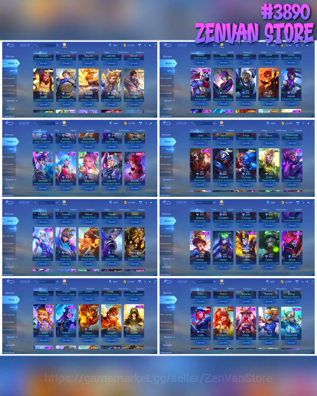 Mobile Legends: Bang Bang Accounts #3890 | 460 Skins | Legend Franco | Collector Jawh image 2