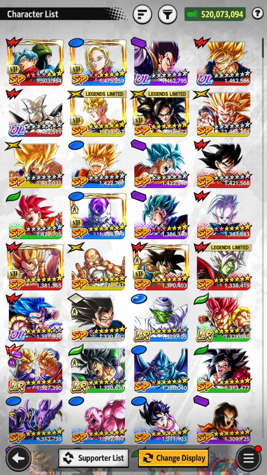Dragon Ball Legends Accounts High-End Android |PVP Lvl 162|520M Total Power|754 CC|4 LR|4 UL|LR Trunks&Gohan,Broly Fury 16