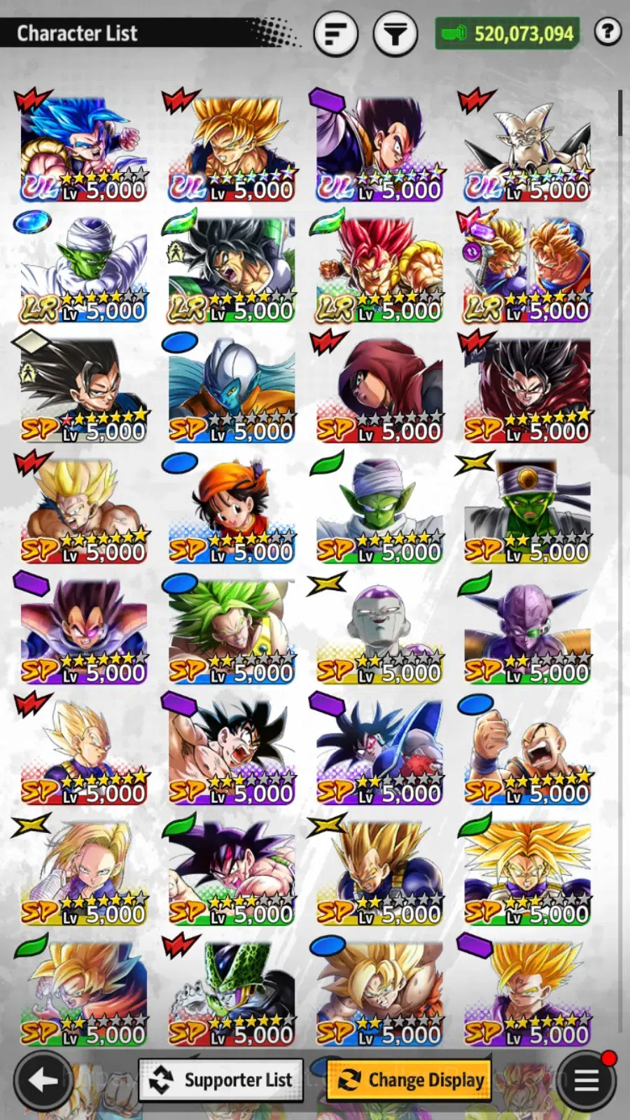 Dragon Ball Legends Accounts High-End Android |PVP Lvl 162|520M Total Power|754 CC|4 LR|4 UL|LR Trunks&Gohan,Broly Fury 17
