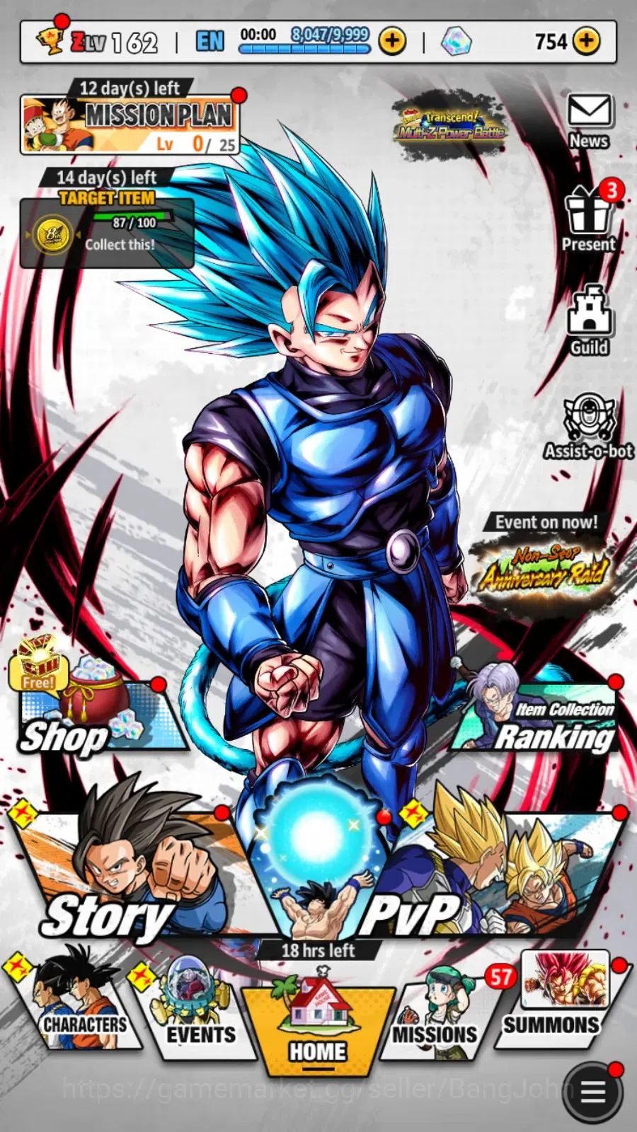 Dragon Ball Legends Accounts High-End Android |PVP Lvl 162|520M Total Power|754 CC|4 LR|4 UL|LR Trunks&Gohan,Broly Fury 19