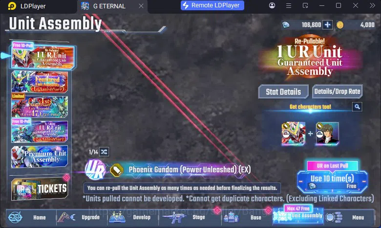 SD Gundam G Generation ETERNAL Accounts Global Rank 1 | FreshStory | 106+K Diamond, Selector Banner On, 8Gundam SSR+ 1Supp 4