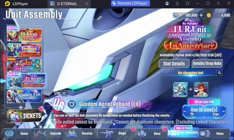 SD Gundam G Generation ETERNAL Accounts Global Rank 1 | FreshStory | 106+K Diamond, Selector Banner On, 8Gundam SSR+ 1Supp 5