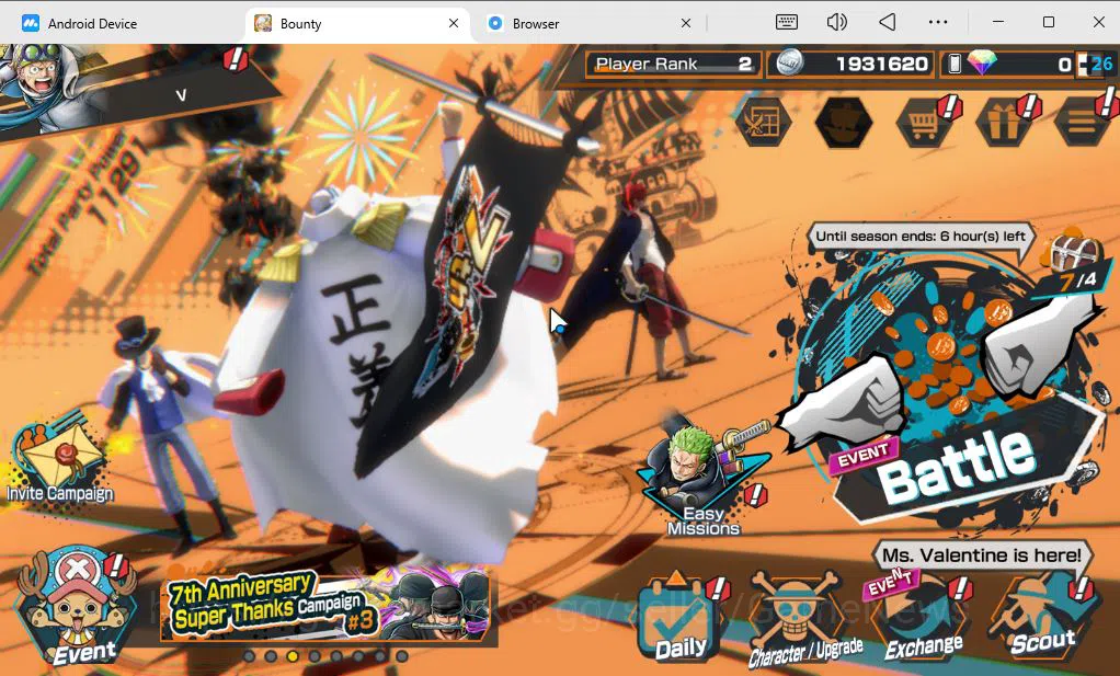 One Piece Bounty Rush Accounts Mid-Tier Global|3 EX|FE Sabo,Navy HQ Sakazuki,FR Shanks|Rank2|Bandai|CheckSS(OPBR1841)