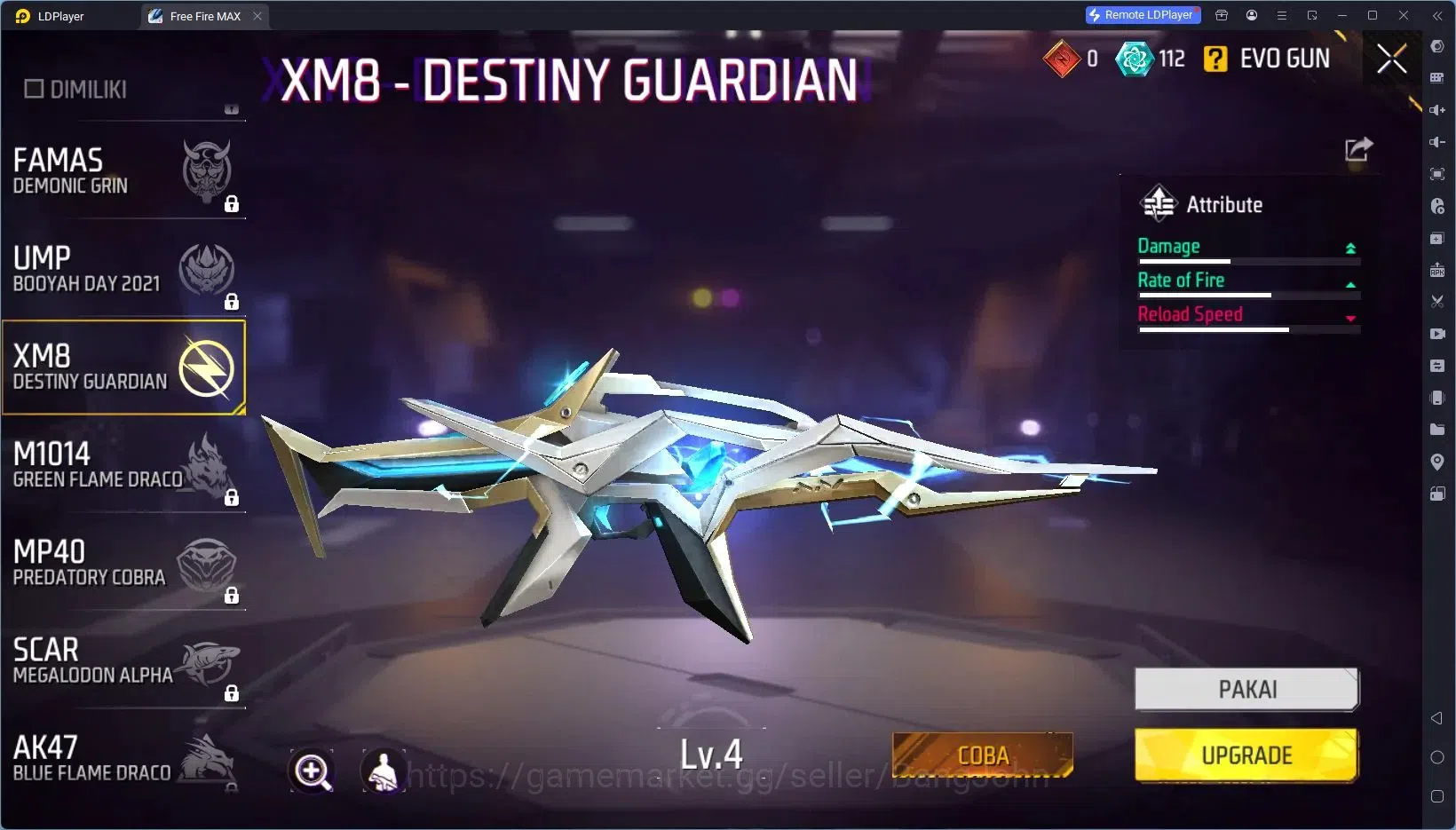 Free Fire Accounts Indonesia | 4 Evo(XM8 Lv4,M60 Lv4,P90 Lv4,SCAR Lv4 image 5