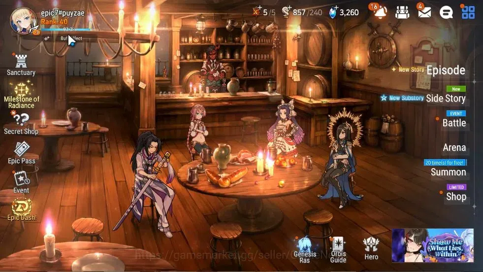 Epic Seven Accounts Starter Global UnVerif|NewEra|7 ML(SP Politis,SSez,AYufine,etc)+Aby Fumyr,Setsuka,etc|3,2K SStone+62K 1