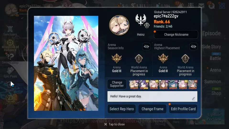 Epic Seven Accounts GLOBAL UnVerif|New Era|16 ML(School Nurse Yulha,Rh image 2