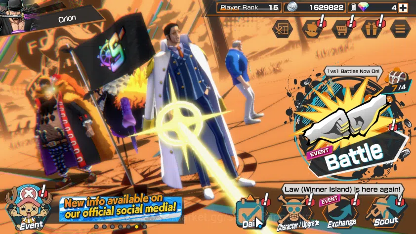 One Piece Bounty Rush Accounts Others GLOBAL| EX 7| PR 15|Borsalino(Skin Colour),T5E Saturn,T4E Teach,BP Kuzan,Legend 2