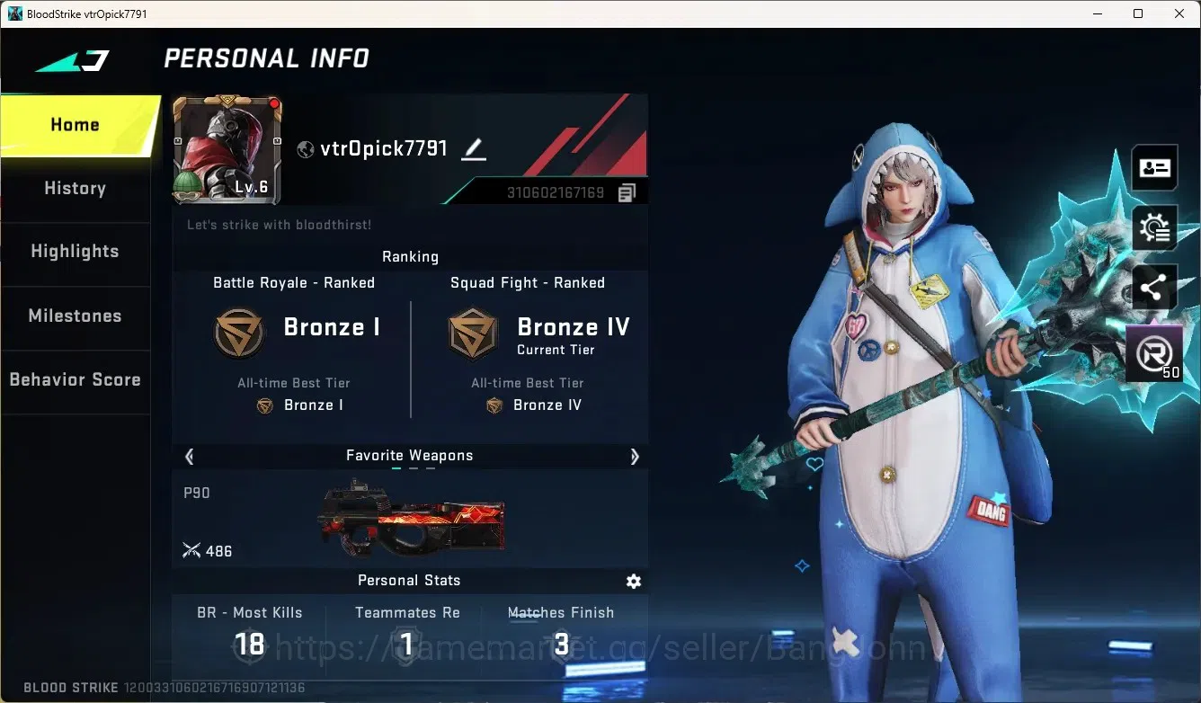 Blood Strike Accounts Others ASIA |Ultra Melee Greataxe - Snowstorm|2 Legendary Gun|Check SS BS2044B 1