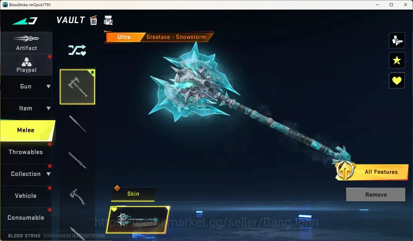 Blood Strike Accounts Others ASIA |Ultra Melee Greataxe - Snowstorm|2 Legendary Gun|Check SS BS2044B 6