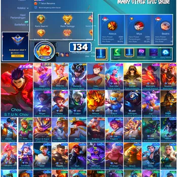 Mobile Legends: Bang Bang Accounts #4487 134 Skins | Badang Pegasus Seiya (SAINT SEIYA) | Vale Gaara (NARUTO) | Carmilla