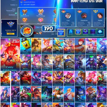 Mobile Legends: Bang Bang Accounts #4488 190 Skins | Cyclops SpongeBob (SPONGEBOB) | Vale Gaara (NARUTO) | Kagura Jade