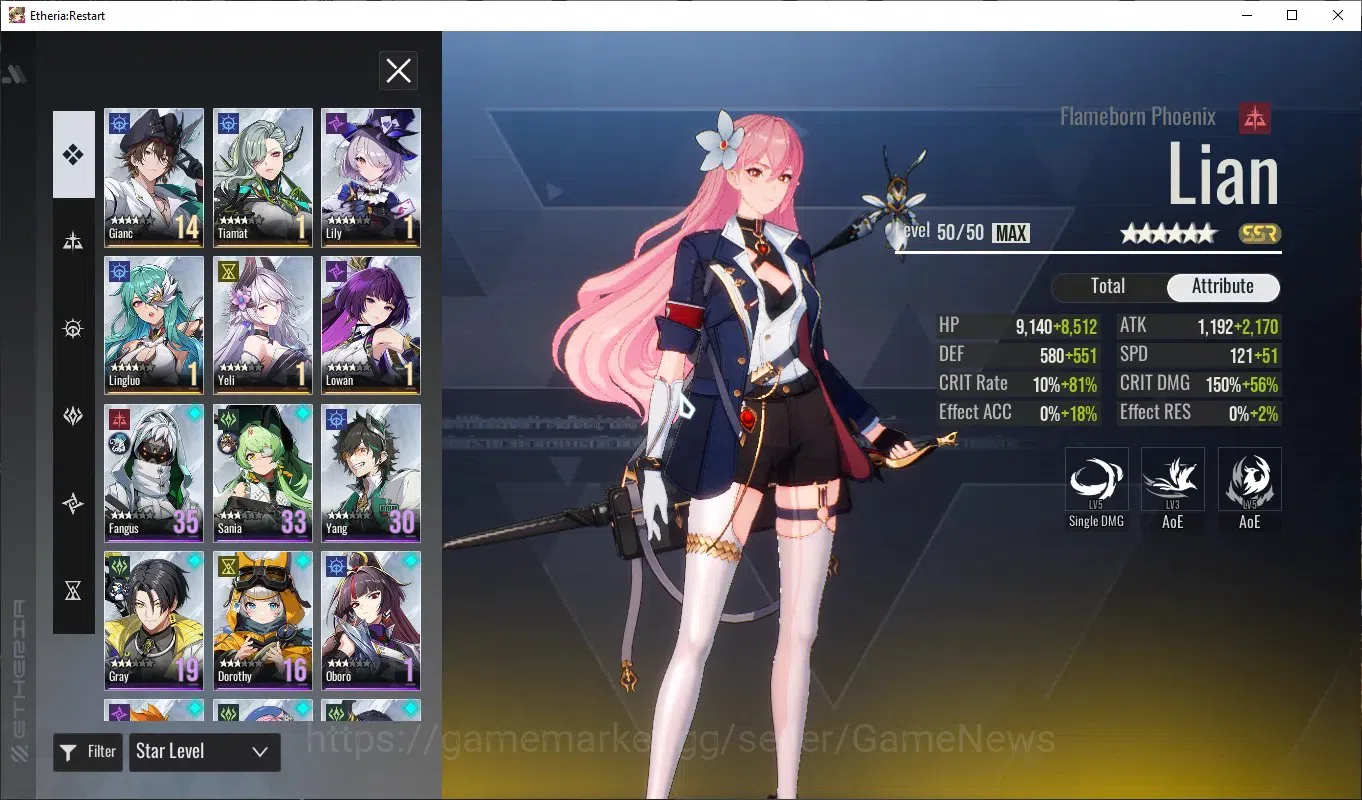 Etheria: Restart Accounts Global-S24|Lv26|14 SSR[Lian,Plume,Kloss,XuanChui,H image 3