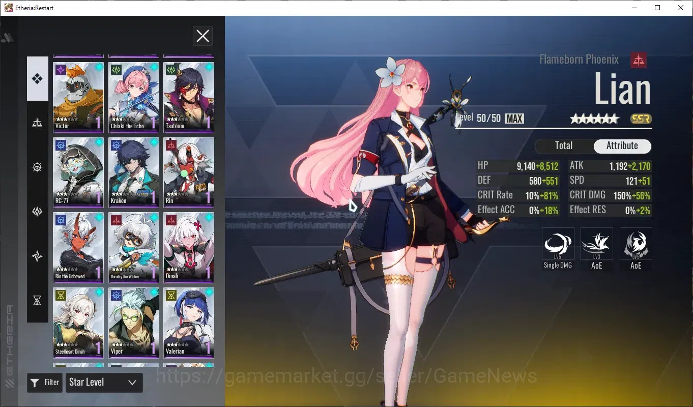 Etheria: Restart Accounts Global-S24|Lv26|14 SSR[Lian,Plume,Kloss,XuanChui,H image 4