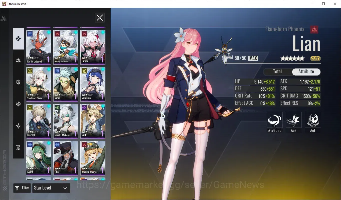 Etheria: Restart Accounts Global-S24|Lv26|14 SSR[Lian,Plume,Kloss,XuanChui,H image 5