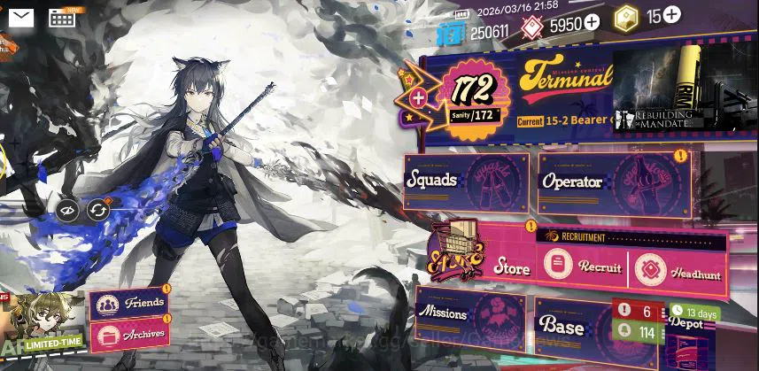 Arknights Accounts Lv 72|154 OP+15 Skin|5950 Orundum| 5 Limited | Sak image 2