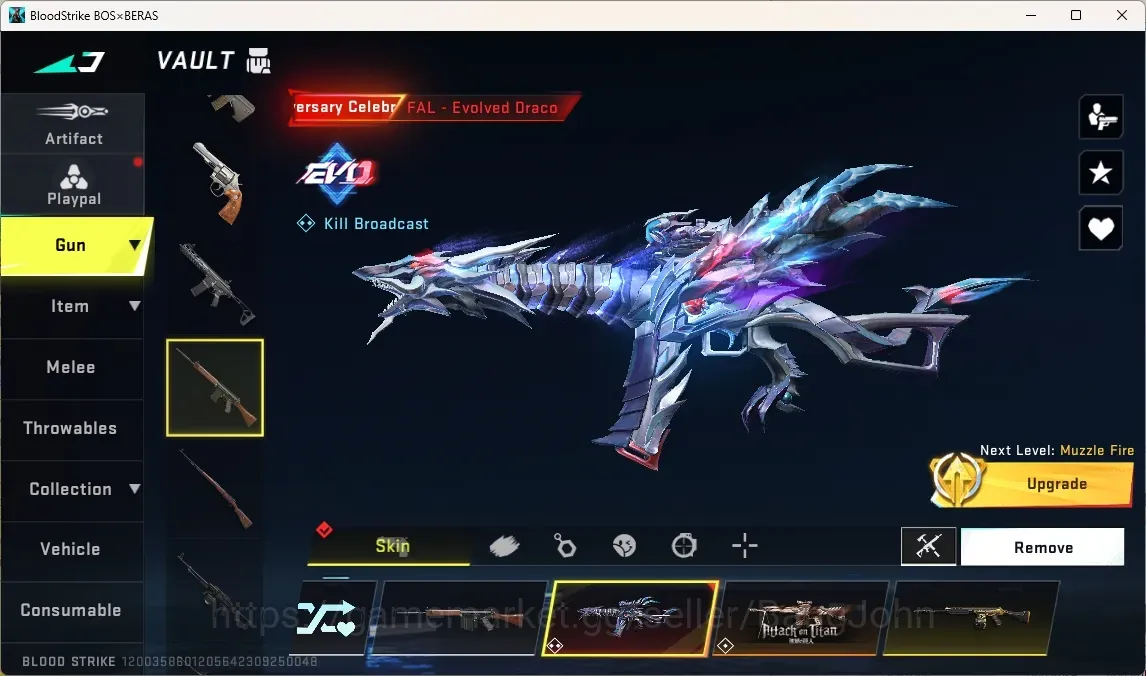 Blood Strike Accounts Collab Skin ASIA | 1 EVO: FAL | 1 Collab AOT Gun | 7 Ultra Guns | 4 Ultra Strikers | Check SS BS3574B 1