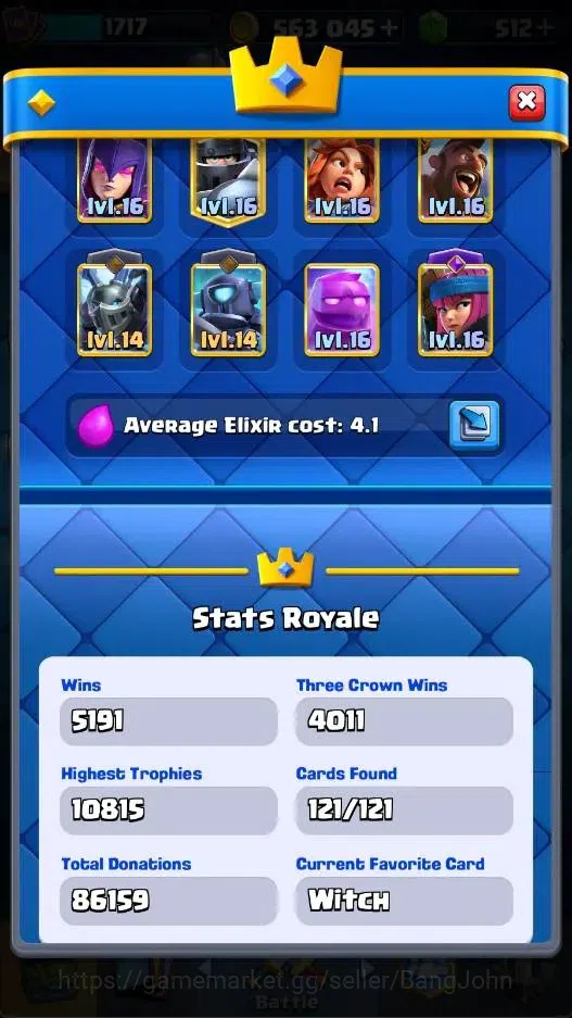 Clash Royale Accounts Mobile |KTL 16 Max|Trophy 10678|Card 121/121|11 Lv image 19