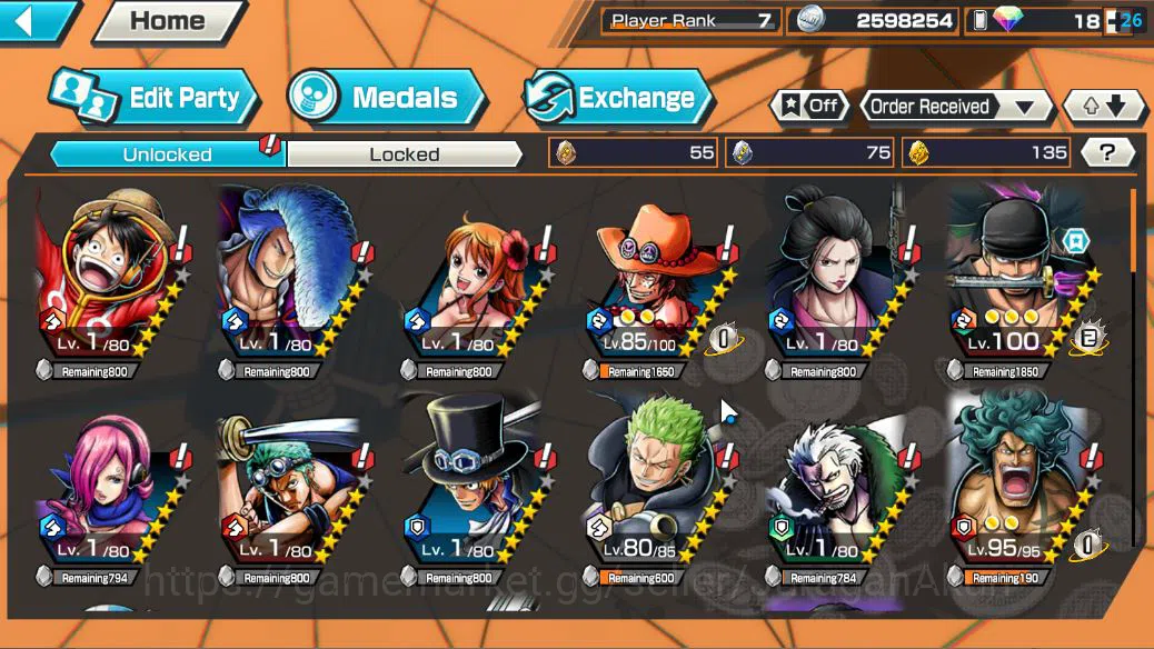 One Piece Bounty Rush Accounts Starter Global|4EX|BP Kuzan, FilmZ Zephyr,Edward Newgate,Onigashima Roronoa Zoro LV 4