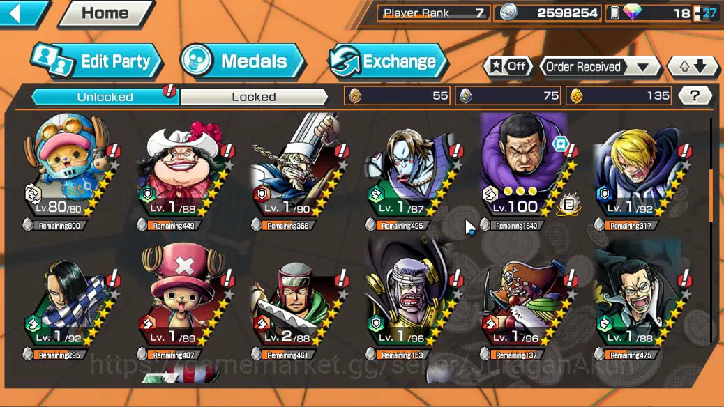 One Piece Bounty Rush Accounts Starter Global|4EX|BP Kuzan, FilmZ Zephyr,Edward Newgate,Onigashima Roronoa Zoro LV 5