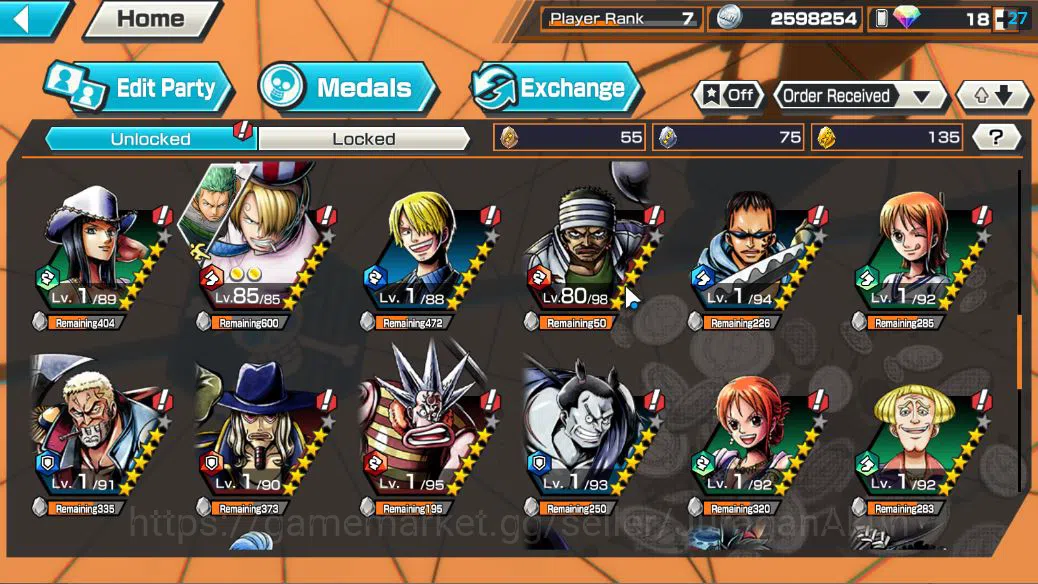 One Piece Bounty Rush Accounts Starter Global|4EX|BP Kuzan, FilmZ Zephyr,Edward Newgate,Onigashima Roronoa Zoro LV 6