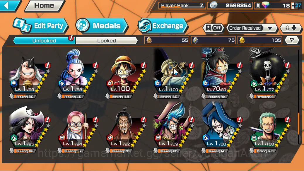 One Piece Bounty Rush Accounts Starter Global|4EX|BP Kuzan, FilmZ Zephyr,Edward Newgate,Onigashima Roronoa Zoro LV 7